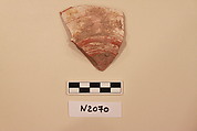 Ceramic Fragment, Earthenware; white slipped, slip-painted under a yellow glaze