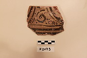 Ceramic Fragment, Earthenware; white slipped, slip-painted under a yellow glaze