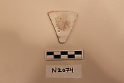 Ceramic Fragment, Earthenware; white slipped, slip-painted under a colorless glaze