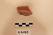 Ceramic Fragment, Earthenware; white slipped, slip-painted in dark brown under a colorless glaze