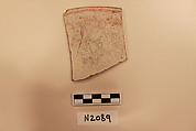 Ceramic Fragment, Earthenware; white slipped, slip-painted under a colorless glaze and incised