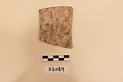 Ceramic Fragment, Earthenware; white slipped, slip-painted under a colorless glaze and incised