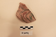 Ceramic Fragment, Earthenware; slip-painted under colorless glaze