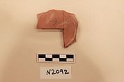 Ceramic Fragment, Earthenware; white slipped, slip-painted under a colorless glaze