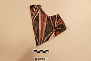 Ceramic Fragment, Earthenware; White slipped, slip-painted under a colorless glaze and incised