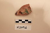 Ceramic Fragment, Earthenware; incised and splashed with polychrome glazes