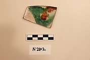 Ceramic Fragment, Earthenware; white slipped, splashed with polychrome glaze