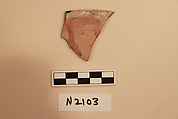 Ceramic Fragment, Earthenware; white slipped, splashed with polychrome glaze
