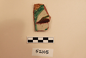 Ceramic Fragment, Earthenware;  incised and splashed with polychrome glazes