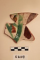 Ceramic Fragment, Earthenware; white slipped, splashed with polychrome glaze