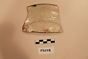 Ceramic Fragment, Earthenware; white slipped, incised and splashed with polychrome glaze