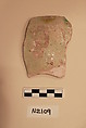 Ceramic Fragment, Earthenware; white slipped, incised and splashed with polychrome glaze