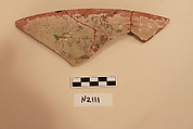 Ceramic Fragment, Earthenware; white slipped, incised and splashed with polychrome glaze