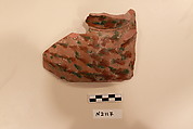 Ceramic Fragment, Earthenware; incised and splashed with polychrome glazes