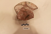 Ceramic Fragment, Earthenware; white slipped, incised and splashed with polychrome glaze