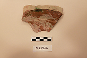 Ceramic Fragment, Earthenware; white slipped, incised and splashed with polychrome glaze