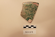 Ceramic Fragment, Earthenware; white slipped, incised with a green glaze