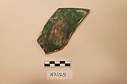 Ceramic Fragment, Earthenware; white slipped, with a green glaze