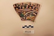 Ceramic Fragment, Earthenware; slip-painted under a colorless glaze.