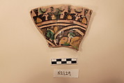 Ceramic Fragment, Earthenware; slip-painted under a colorless glaze.