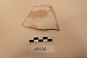 Ceramic Fragment, Earthenware; white slipped, slip painted, under a colorless glaze