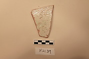 Ceramic Fragment, Earthenware; white slipped, slip-painted under a colorless glaze.