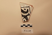 Ceramic Fragment, Earthenware; white slipped, slip-painted under a colorless glaze.