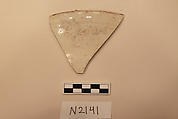Ceramic Fragment, Earthenware; white slipped, slip-painted under a colorless glaze