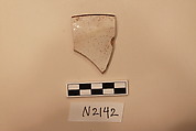 Ceramic Fragment, Earthenware; white slipped, slip-painted under colorless glaze.