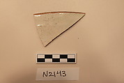 Ceramic Fragment, Earthenware; white slipped, slip-painted under a colorless glaze