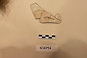 Ceramic Fragment, Earthenware; white slipped, slip-painted with a colorless glaze