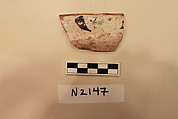 Ceramic Fragment, Earthenware; white slipped, painted with dark brown glaze.