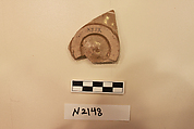 Ceramic Fragment, Stoneware?; painted with slip and glaze, covered in a light green glaze