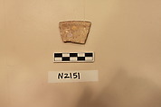 Ceramic Fragment, Earthenware; white slipped, slip painted under a colorless glaze.