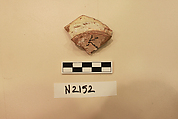 Ceramic Fragment, Earthenware; white slipped, slip painted under a colorless glaze