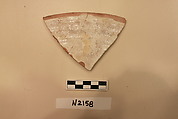 Ceramic Fragment, Earthenware; white slipped, slip painted under a colorless glaze