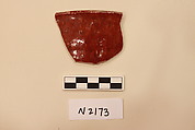 Ceramic Fragment, Earthenware; slipped, slip-painted under a transparent yellow glaze