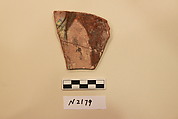 Ceramic Fragment, Earthenware; white slipped, incised, glazed and splashed