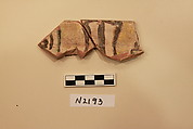 Ceramic Fragment, Earthenware; white slipped, slip-painted, painted, under a colorless glaze