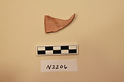 Ceramic Fragment, Earthenware; white slipped, slip-painted under a colorless glaze