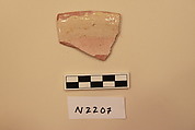 Ceramic Fragment, Earthenware; white slipped, slip-painted under a transparent yellow glaze