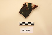 Ceramic Fragment, Earthenware; white slipped, painted and splashed with a polychrome glaze