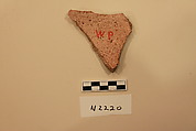 Ceramic Fragment, Earthenware; slipped and unglazed