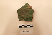 Ceramic Fragment, Earthenware; incised, excised and glazed