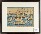 The American Fleet Defeating Rais Hamdu off Cape Gata, Ink and watercolor on paper