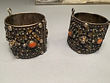 Bracelet, One of a Pair, Silver, enamel, stones