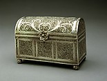 Filigree Casket with Barrel Top and Ray Shagreen Box, Casket: Silver Filigree (Casket),  
Box: Wood, Fabric & Gold Fittings, covered with ray shagreen
