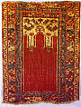 Prayer Rug with Triple Arch Design, Wool (warp, weft, and pile); symmetrically knotted pile