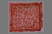 Square with Bucolic Landscape, Linen, wool; plain weave, tapestry weave