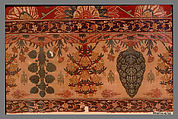 Fragments of a Carpet with Lattice and Blossom Pattern, Silk (warp and weft), pashmina wool (pile); asymmetrically knotted pile